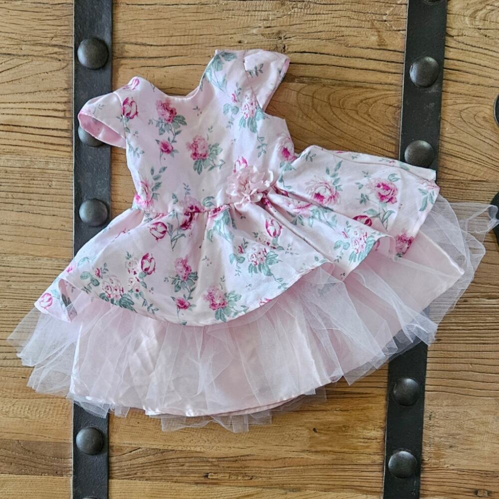 Nanette Baby Pastel Floral and Tulle Formal Party Dress sz 18m